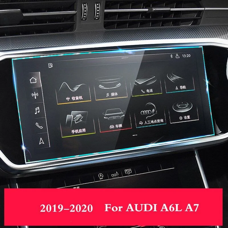 Automobilių Navigacijos Grūdintas Stiklas Ekrano Apsauginės Plėvelės Lipdukas, Radijo, GPS LCD galiniu langu Ekrano apsauga Audi Q8 A6 A7 2019 2020