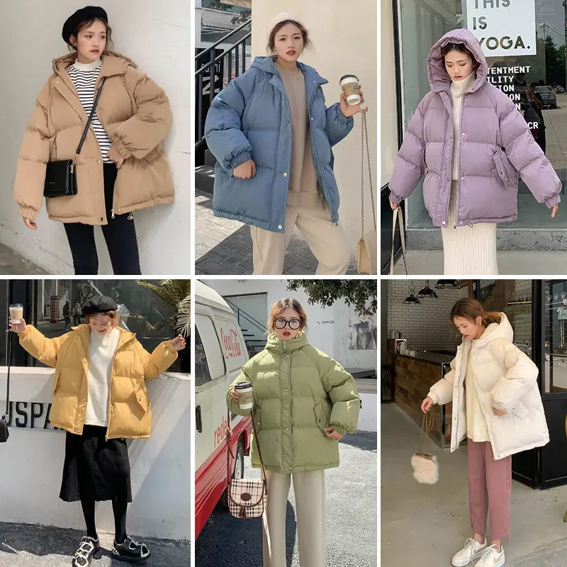 Naujų 2020 M. Moteris Trumpa Striukė Žiemos Storio Gobtuvu Medvilnė Paminkštinimas Paltai Moterų Korėjos Laisvas Šuo-Parkas Ponios Negabaritinių Outwear