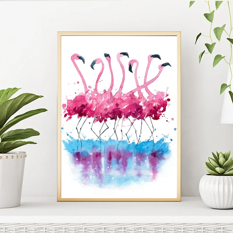 Modernus Gyvūnų Plakatas Šokių Flamingo Nuotrauką Drobė, Tapyba Sienos Meno Mergaitė Kambario Dekoravimas Paveikslų Sienos Nuotraukas Spausdinti