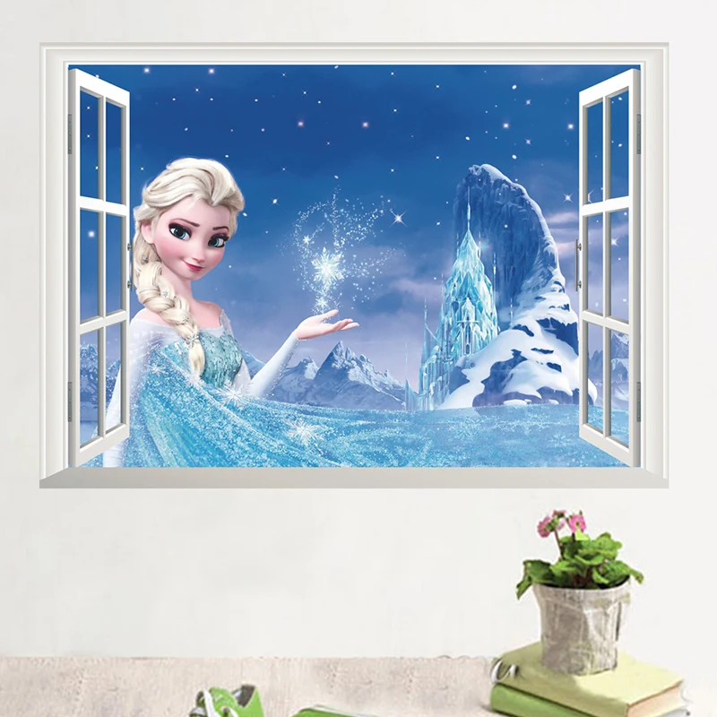 Disney 3D Lange Sienų Lipdukai Sušaldyti 2 Puzzle Vaikų Kambario Dekoracija vaikų Darželis Lipdukai Pegatinas Autocollant Enfant Sienų Dekoras
