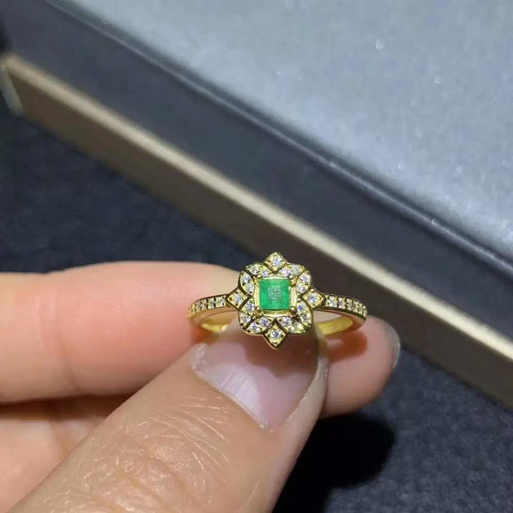 Prabangus naujas stilius natūralus žaliasis smaragdas žiedas moterims, papuošalai gamtos perlas nekilnojamojo 925 sidabro geras žalia coior mergina gimtadienio dovana