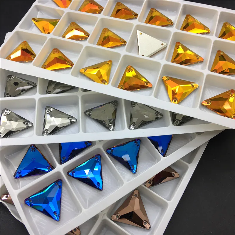 TopStone K9 Aukštos Qualit Trikampis Siūti Ant Akmens 12mm 22mm 16mm Stiklo Kristalų Butas Atgal Cirkonio Siuvimo Suknelė Papuošalai Priėmimo