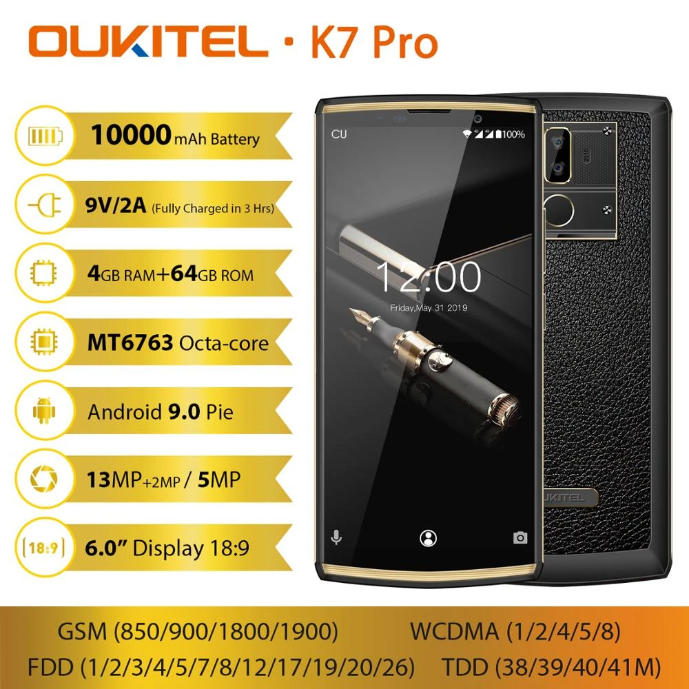 OUKITEL K7 Pro Išmaniojo telefono 4GB RAM 64GB ROM 6.0