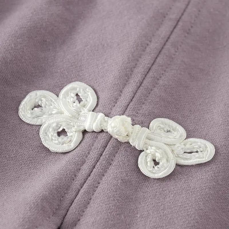 Moterų Nustato Naujus Pavasarį, Rudenį ilgomis Rankovėmis Dizaino Hoodies Kinijos Mygtuką Retro Violetinė 2piece Gėlių Spausdinti Sijonai Laisvalaikio Šviežia Karšta