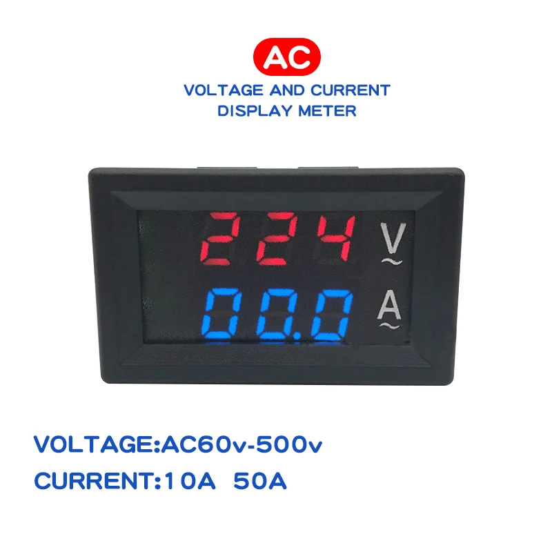 AC 10A 50A Elektroninių Digital Voltmeter Ammeter LED Ekranas Įtampos Reguliatorius Volt AMP Metrų Testeris Auto Automobilis