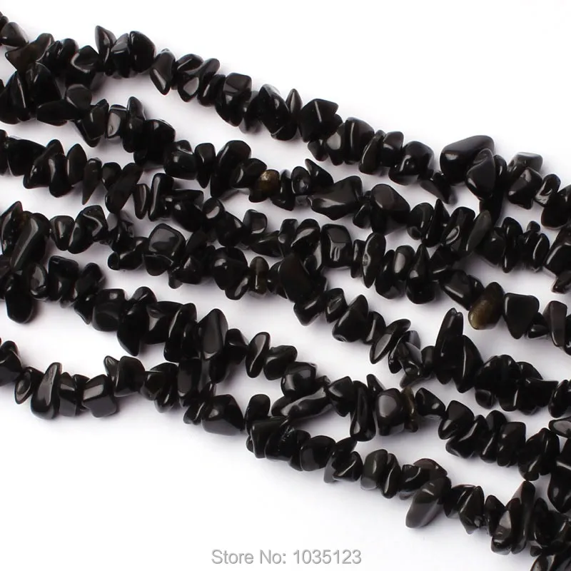 Aukštos Kokybės, 5-8mm Natūralus Juodas Chip Formos Obsidian 