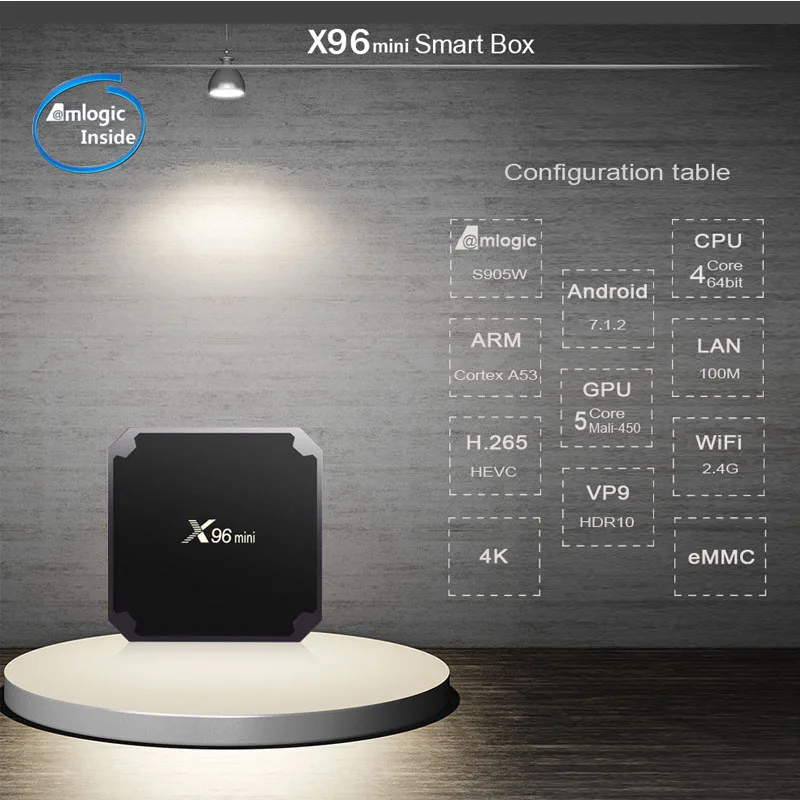 Wechip X96 Mini Smart Android 7.1 Tv BOX 2G 16G Set Top Box, 1G 8G X96mini paramos 4K HD 2.4 G Bevielio WIFI Media Player
