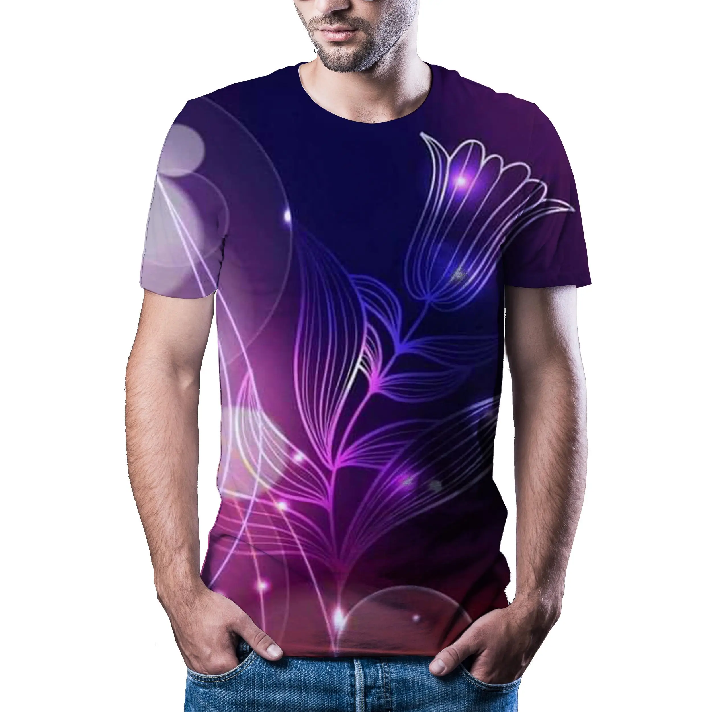 2020 karšto vyrų vasara naujas apvalios kaklo trumpomis rankovėmis 3D spausdinimo aukštos kokybės marškinėlius, sportinę aprangą T-shirt šviežios gėlės dydžio marškinėlius