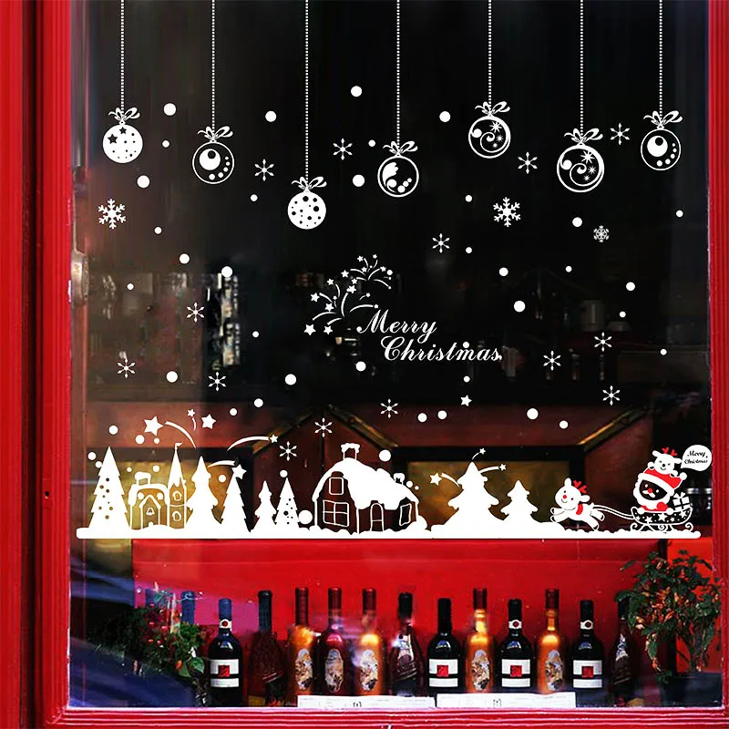 PASIDARYK pats Kalėdų Senelis Kalėdų miestelis Lipdukai Parduotuvės Lango Stiklo Dekoras Kalėdų Dekoracijas namams Festivalis Lipdukai