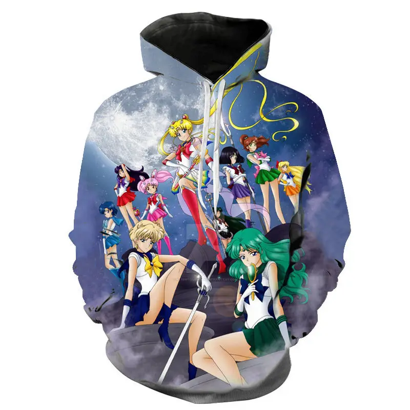 Rudenį Sailor Moon Vyrų Ir Moterų Hoodie 3d Spausdinimo Vaikams, Cartoon Palaidinukė Karšto Pardavimo Harajuku ilgomis Rankovėmis Kietas Viršūnes Megztinis