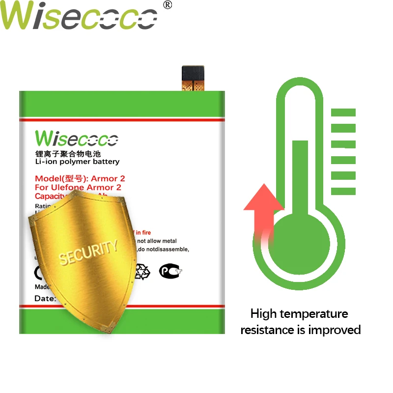 WISECOCO 6650mAh Armor2 Baterija Ulefone Šarvai 2 Telefonų Sandėlyje Aukštos Kokybės Baterija+Sekimo Numerį