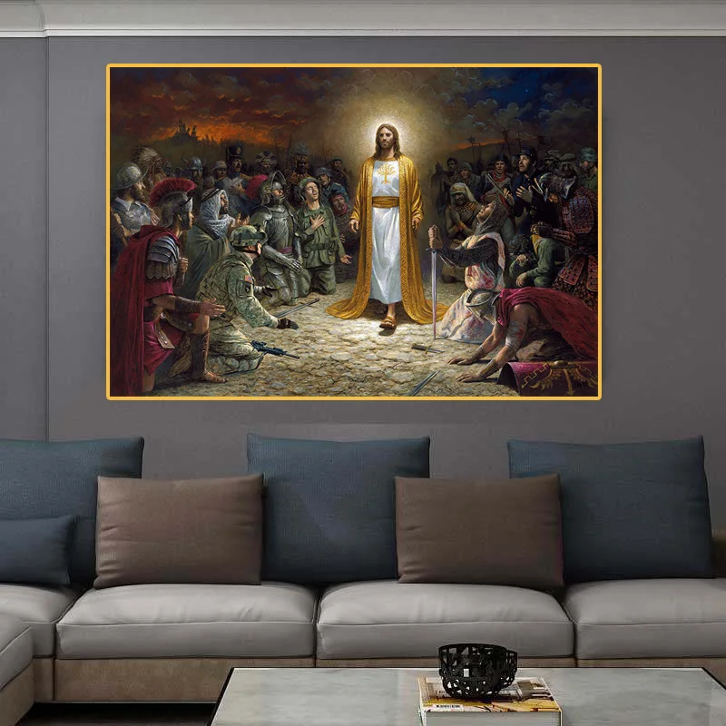 Krikščionių Jėzus Gelbsti Pasaulį Drobės Tapybos Cuadros Plakatus Spausdina Sienos Meno Kambarį Namų Dekoro (be Rėmelio)