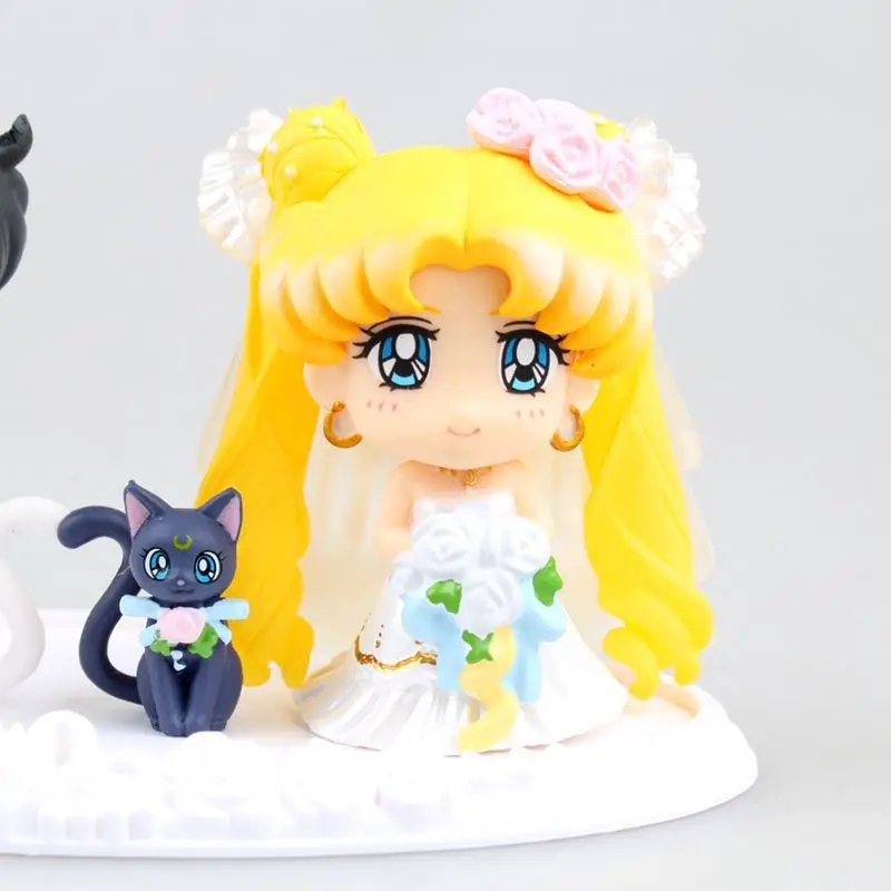 Anime Sailor Moon 25 Usagi Tsukino Čiba Mamoru Laimingas Vestuvių PVC Veiksmų Skaičius, Dervos Kolekcijos Modelis Žaislas, Lėlė Dovanos Cosplay