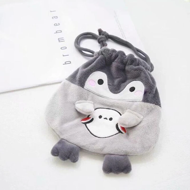 1PC Mielas Animacinių filmų Pingvinas Raišteliu Pluoštas Kišenėje Mažas prekių Saugojimo Krepšys Kosmetikos Pliušinis Monetų Krepšys Rūšiavimo Krepšys Moterims Sankabos Krepšiai