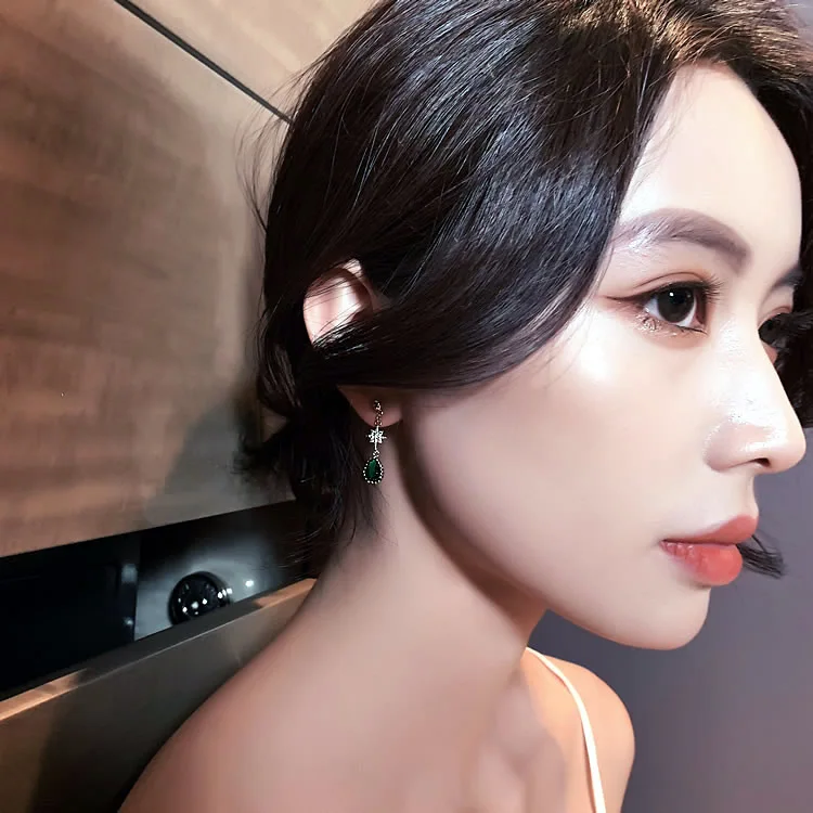 Žalia Kristalų Auskarai Moterų Mados Kokybės Derliaus Sweet Drop Earings Korėjos Stiliaus Moteris Ausies Žiedai, Juvelyrinių Ponios