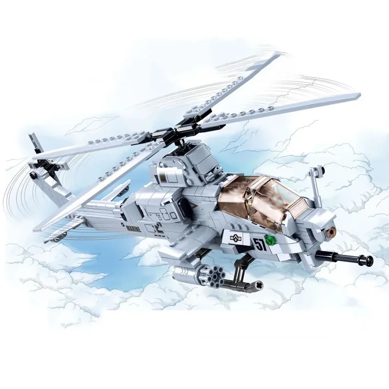 Karinės Karalius Jaeger Modeliai AH-1Z VIPER Malūnsparnį Ginkluotų Sraigtasparnių Kovotojas Blokai Kit Plytų Klasikinis Modelis Vaikams, Žaislai