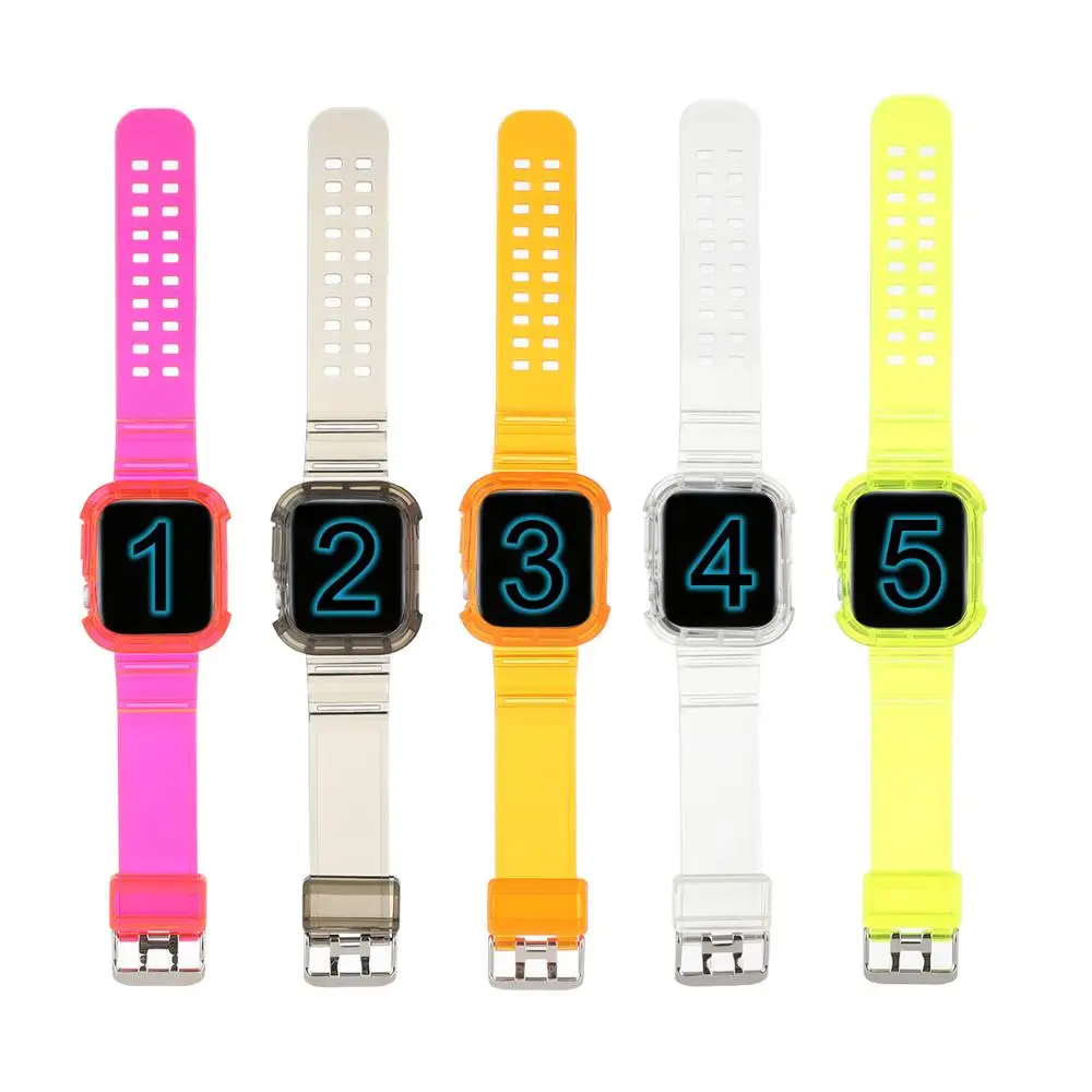 Atveju Diržu, apple Watch band 44 mm 40mm Pora apyrankės aksesuarai, skaidraus silikono juostos 38MM 42MM už iwatch 5 4 3 2 1