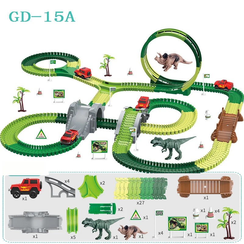 2019 KARŠTO Pardavimo Elektros Dinozaurų Automobilių Žaislai Geležinkelio Stebuklinga Lenktynių Trasoje Žaislų Rinkinį 
