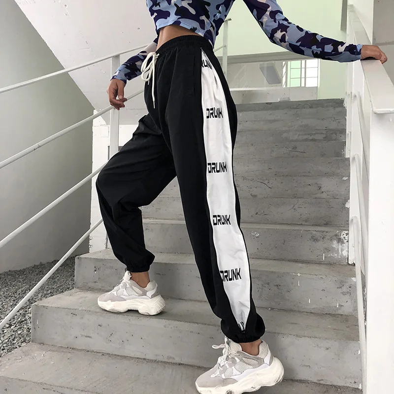 Aelfric Hip-Hop Haremo Kelnės Moterims 2020 M. Pavasario Vasaros Streetwear Elastinga Juosmens Poilsiu Atsitiktinis Kelnės Pusėje Juostele Spalvos Bloką