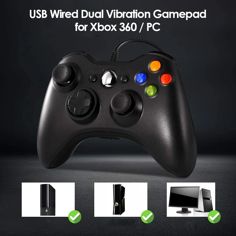 USB Laidinė Gamepad Dviguba Vibracija Valdiklis, skirtas Xbox 360 PC Žaidimų Konsolės 14 Mygtukai Nešiojamų Kreiptuką