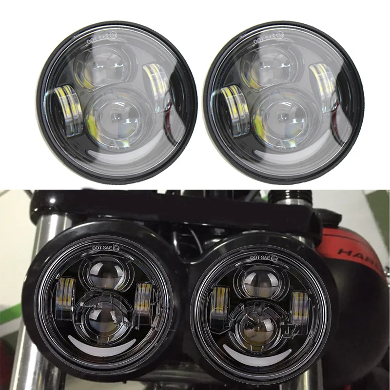 2 Vnt Motociklo 4.65 Colių moto Apvalūs priekiniai Žibintai Harley Dyna FXDF Pavyzdžio Vairuotojo Lempos 5