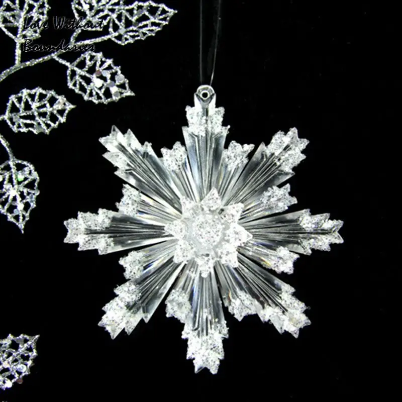 Akrilo Snaigės kalėdų eglutės pakabukas Vestuvių aksesuarai, vestuvių rankdarbių 12cm Sniego diamond 4 vnt.