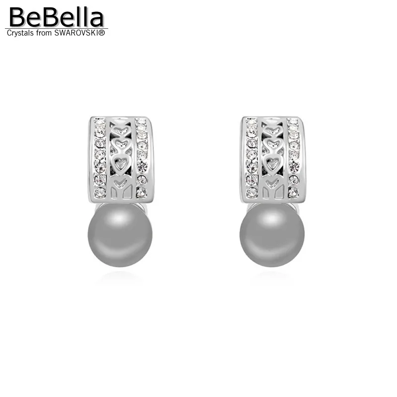 BeBella madinga pearl stud auskarai dizainas moteris, pagaminti iš Swarovski Kristalais moterims, dovana