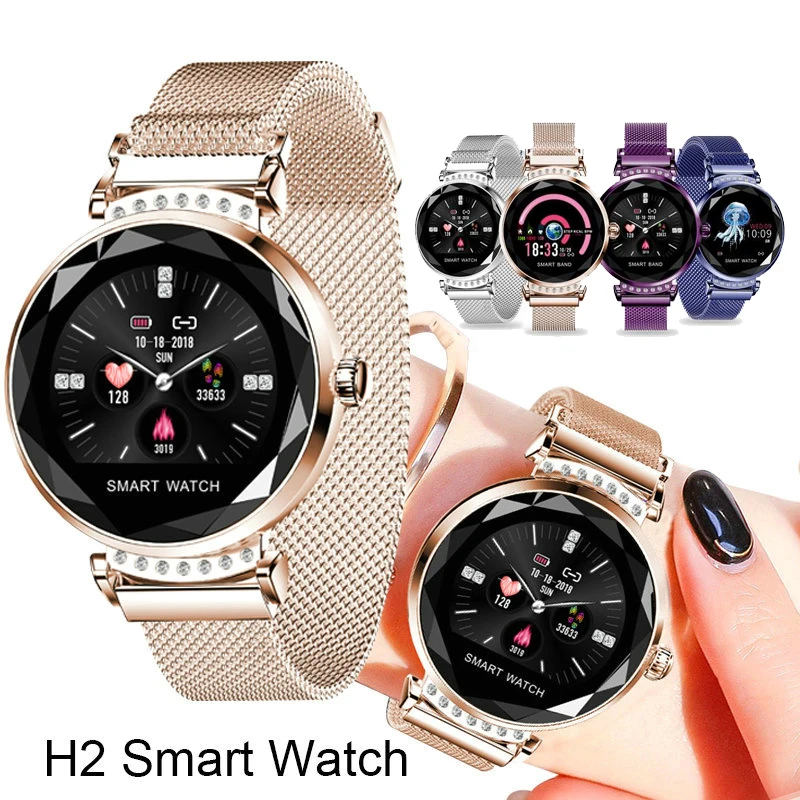 Naujausias Mados H2 Smart Watch Moterų 3D Diamond Stiklo Širdies ritmas, Kraujo Spaudimas, Miego Stebėti Geriausia Dovana Smartwatch