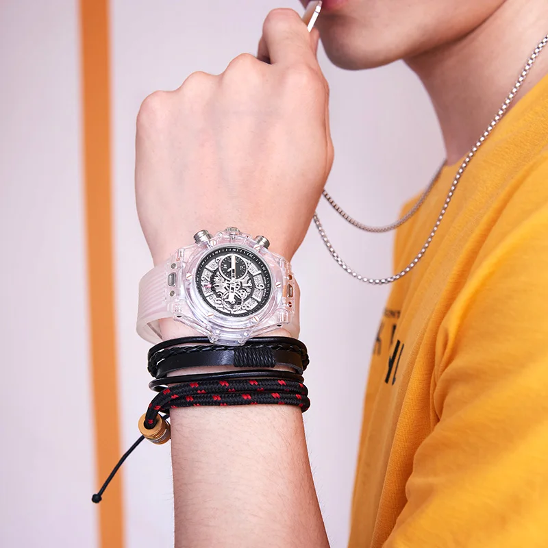ONOLA Skaidraus Plastiko Žiūrėti žmogus 2019 daugiafunkcį chronograph Kvarcas moterų laikrodis unisex stiliaus atsitiktinis Relogio masculino