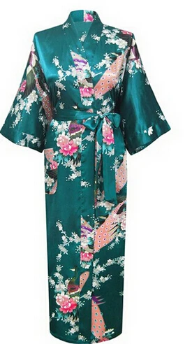 Nauja Ilga Mantija Satino Viskozė Chalatas Pižamą Moterų Kimono Sleepwear Gėlių Plius Dydis S-XXXL S02D