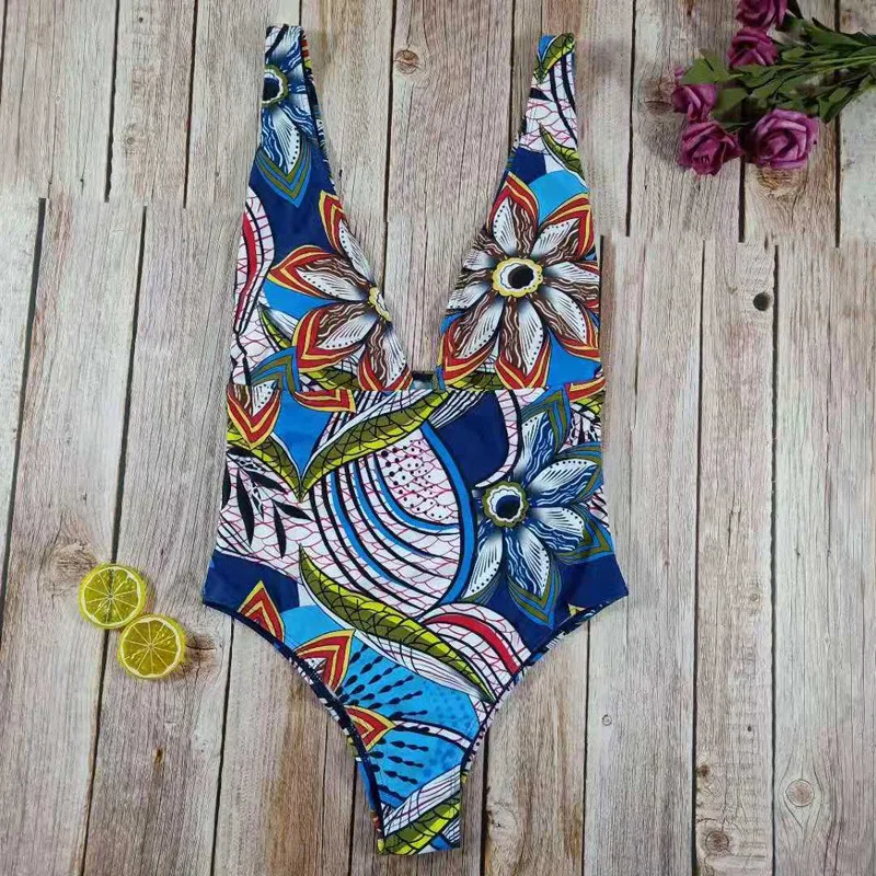 Z-LAI Seksualus Gėlių Spausdinti Moterų Vienas Gabalas Plaukimo Dėvėti Giliai V Kaklo Vasaros Maudymosi Kostiumą Aukšto Juosmens maudymosi kostiumėlį Moteris