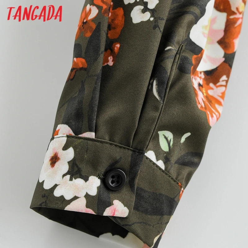 Tangada 2021 Moterų Mados Gėlių Spausdinti Šifono Marškinėliai Suknelė ilgomis Rankovėmis Office Ponios Midi Suknelė Su Brūkšniu 2F164