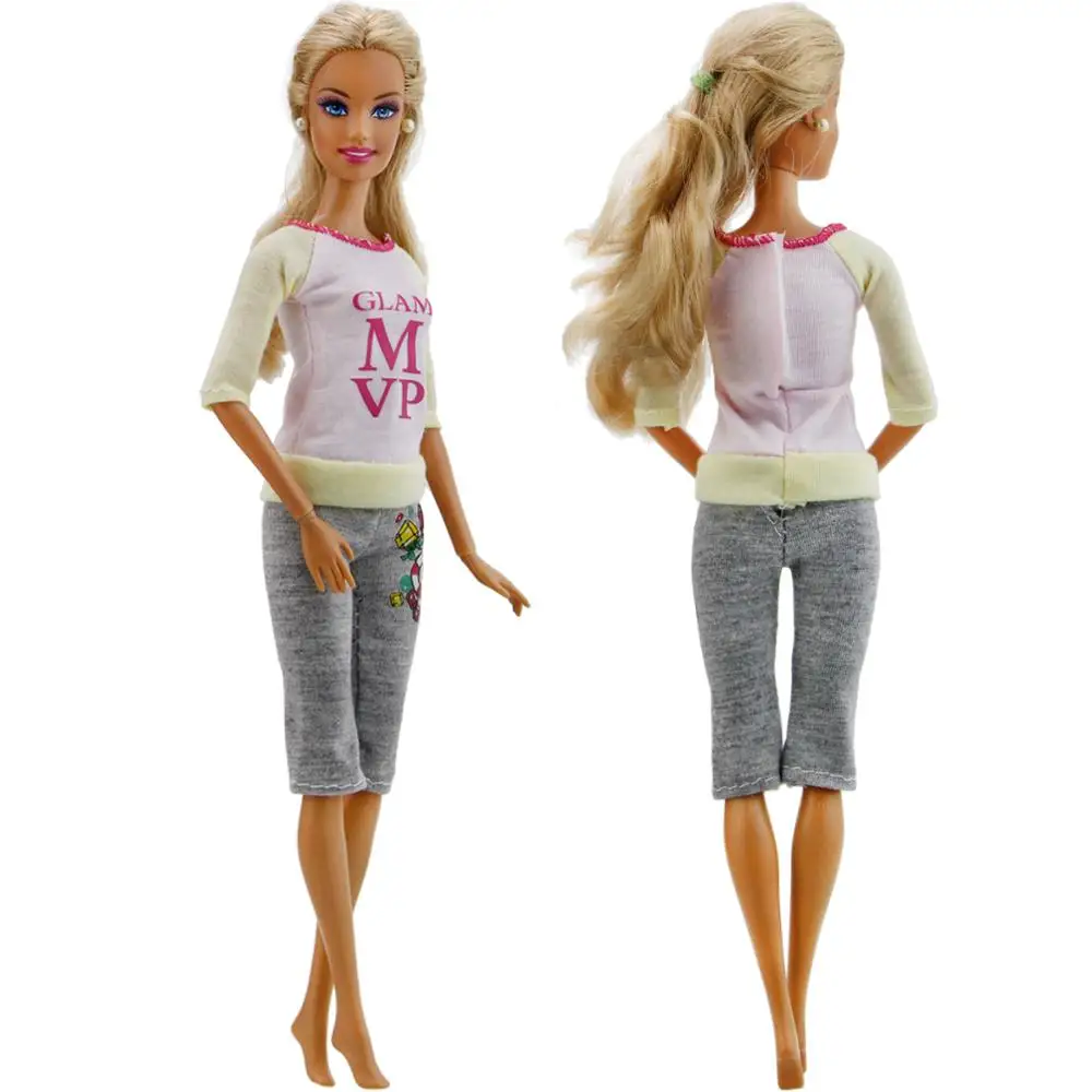 5 Rinkiniai Mados Komplektus Mišraus Stiliaus Atsitiktinis Dėvėti Rankų darbo, T-marškinėliai Palaidinė Kelnės Sijonas Drabužius Barbie Lėlės 12