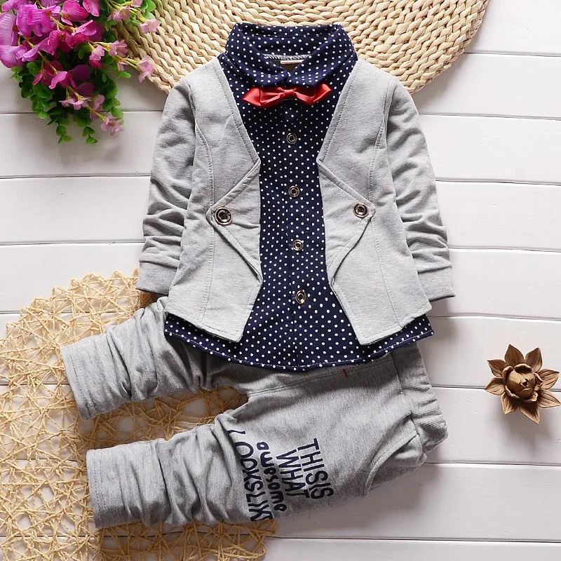 BibiCola 2020 naujas džentelmenas, kūdikių berniukų drabužiai nustatyti Vaikų pavasario rudens paltų + kelnės netikrą trijų dalių kostiumas vaikams drabužių kostiumas