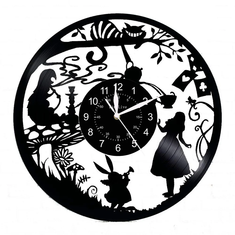 Alisa Stebuklų šalyje kambarį nostalgišką retro laikrodis mados šiuolaikinio meno projekto vinilo įrašas sieninis laikrodis