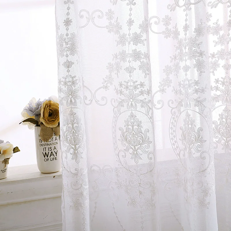 Baltas Tiulis užuolaidų svetainė, miegamasis siuvinėjimo vien užuolaidos užuolaidos vienspalviai voile windows gydymas, namų dekoro