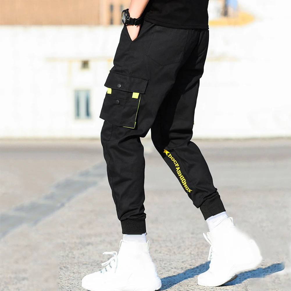 2020 metų Hip-Hop Berniukas Multi-kišenės, Elastinga Juosmens Haremo Kelnės Vyrams Streetwear Punk Atsitiktinis Kelnės Poilsiu Vyrų Kulkšnies ilgis Mens Kelnės