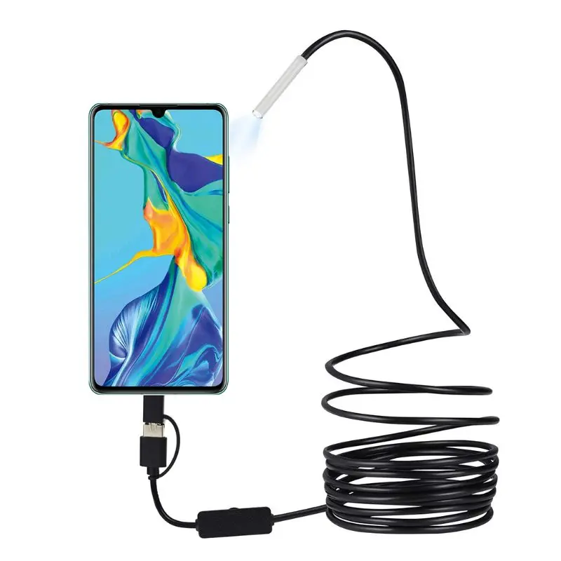 USB Endoskopą 3in1 Borescope 3.9 mm Ultra Plonas Vandeniui Tikrinimo Gyvatė Kamera, Micro USB, C Tipo su LED šviesa