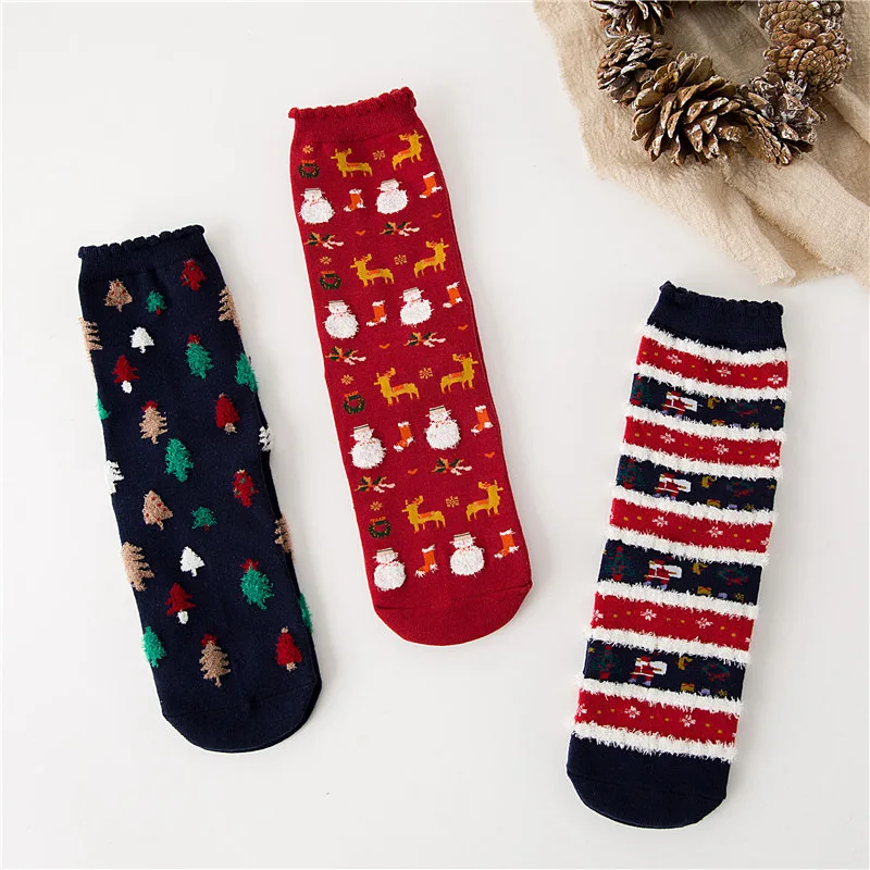 Moterų kojinės Atsitiktinis žiemos Kalėdų Kojinės elnias Kojinės Medvilnės Animacinių filmų Išlaikyti Šiltas lady harajuku Kojines Kalėdų Dovana streetwear