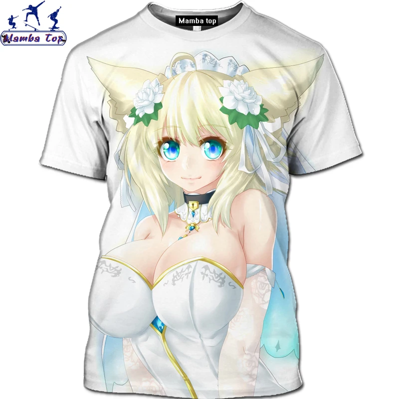 Mamba viršų 3D Gyvūnų vyriški Marškiniai Anime Paplūdimio Graži Mergina T-Shirt Vandenyno Undinė Marškinėliai Animacinių filmų Kawaii Bikini Loli Yujie T-shirt
