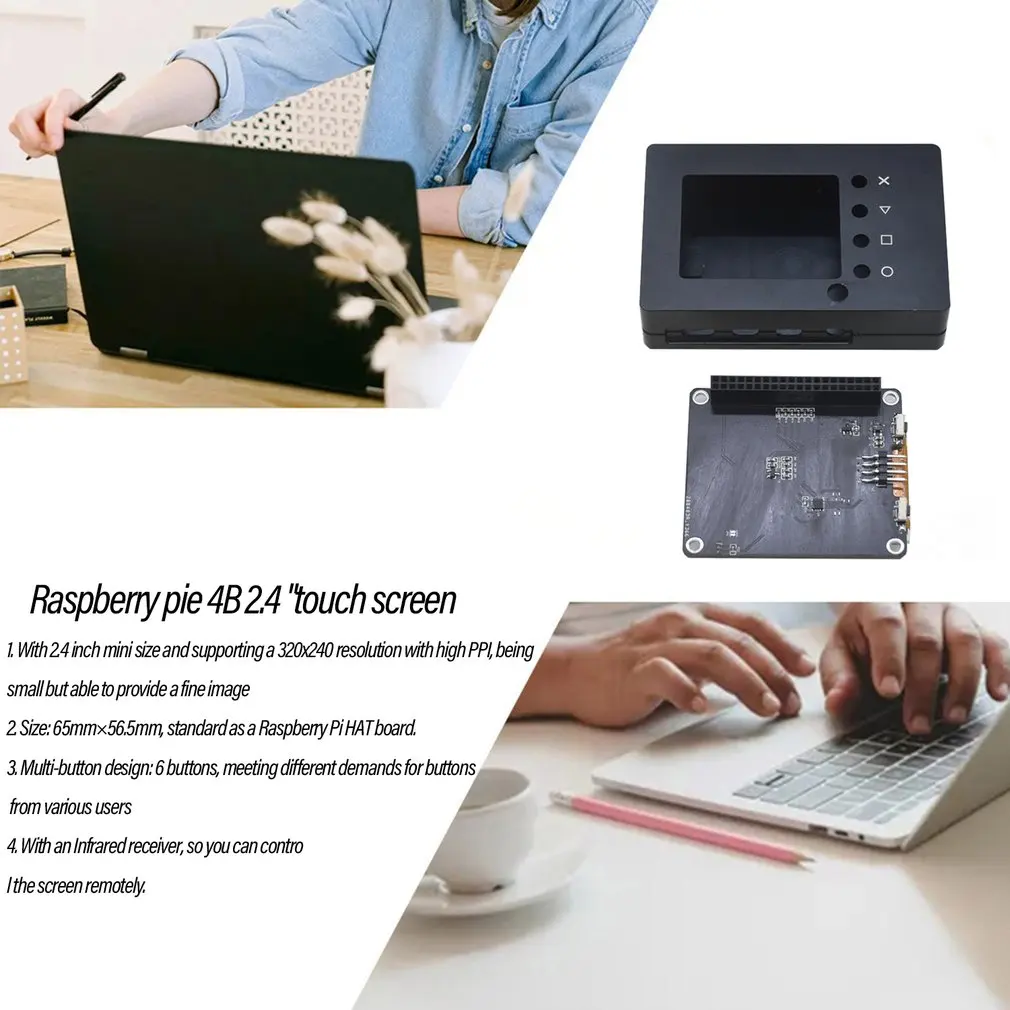 2,4 Colių 320 240 TFT Touchscreen Ekrano LCD Ekranas Skrybėlę Su Mygtukais IR Jutiklis, Už Aviečių Pi 4B/3B/2B+/A+