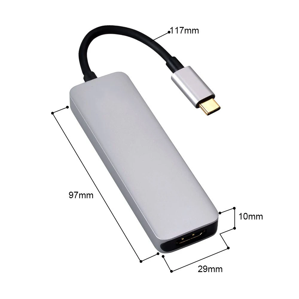 4K 30Hz 1080P Vaizdo Išėjimo Tipas C Hub Adapteris, skirtas MacBook USBC HDMI 2 USB 3.0 5Gbs SD TF Kortelės Lizdas