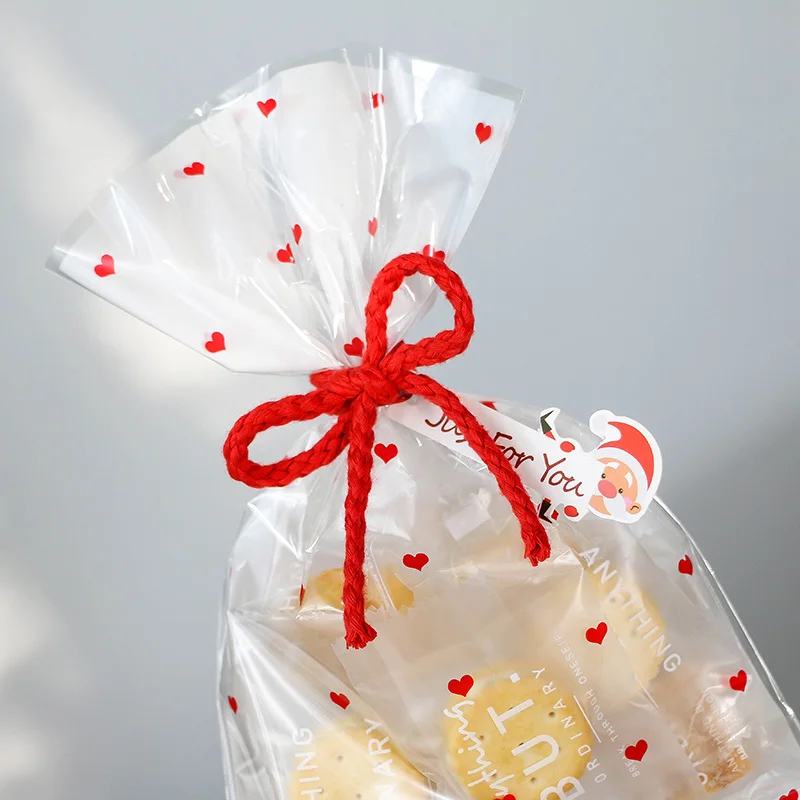 50Pcs Širdies Modelis Dovanų Pakuotės Plastikinis Maišelis Kalėdų, Vestuvių, Gimtadienio Saldainių, Sausainių Krepšiai Vyniojimo Gimdymo Apdailos Krepšys