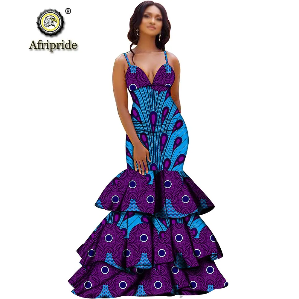 Afrikos ilgas, maxi suknelės moterims šalis kamuolys suknelė vestuvių grindų ilgis seksuali suknelė pasėlių viršuje rankovių AFRIPRIDE S1925080