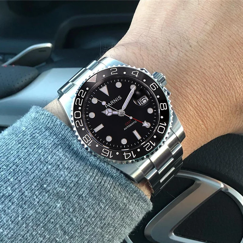Parnis 40mm Mechaninė vyriški Laikrodžiai GMT Sapphire Kristalas Vyras Žiūrėti 2019 Automatinė relogio masculino Vaidmenį Prabangių Vyrų Laikrodis dovana