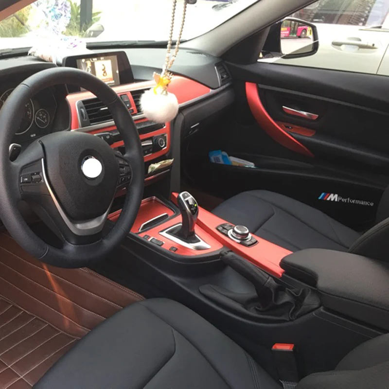 BMW 3 Series F30 2013-2019 Interjero Centrinis Valdymo Pultas Durų Rankena 5D Anglies Pluošto Lipdukai Lipdukai Automobilio stilius Accessories