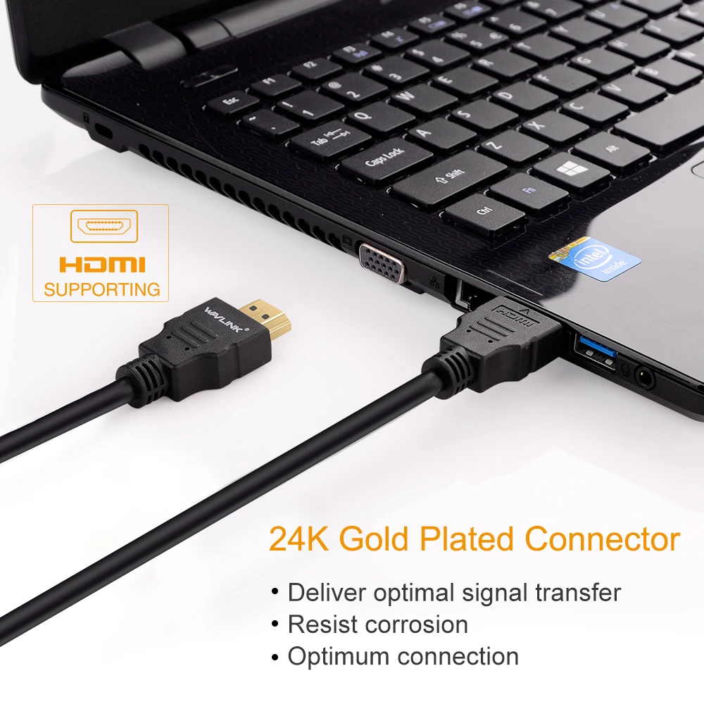 Wavlink kaip hdmi2.0 Kabelis, HDMI į HDMI kabelis, vaizdo kabeliai auksą, padengtą Male hdmi splitter 4K 2160p 3D 18Gbps Ethernet Garso 2m HDTV