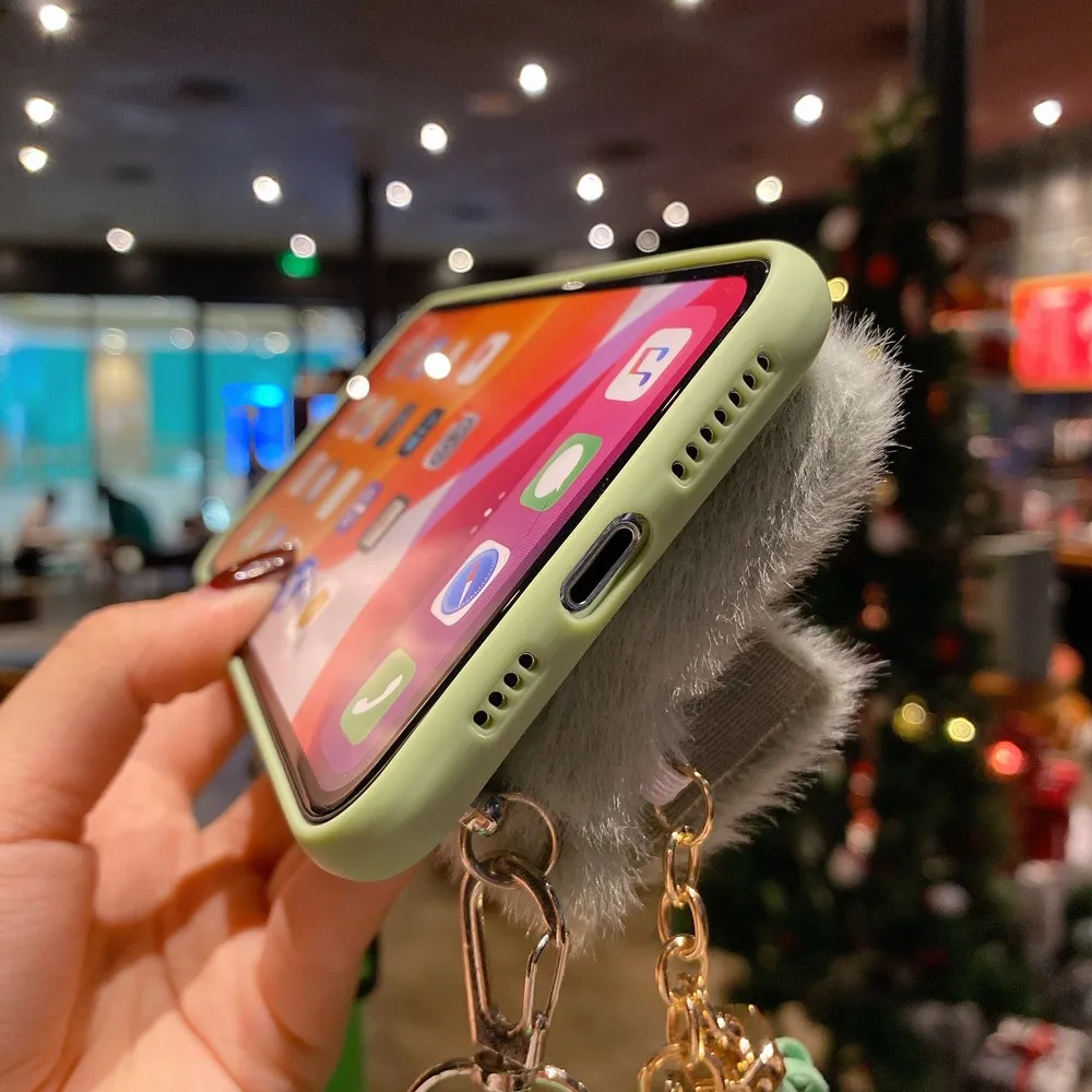 Prabanga pliušinis monetos rankinėje nešiojamų virvelę telefono dėklas skirtas iPhone 12 mini Pro 11 Max SE2020 X XS XR 7 8Plus anti-drop galinį dangtelį