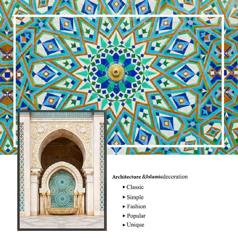 Islamo Plakatas Architektūros Marokas Durų Drobė Spausdinti Šiuolaikinės Mečetė Sabr Bismillah Meno Tapybos Sienos Nuotrauka NAMŲ Puošybai