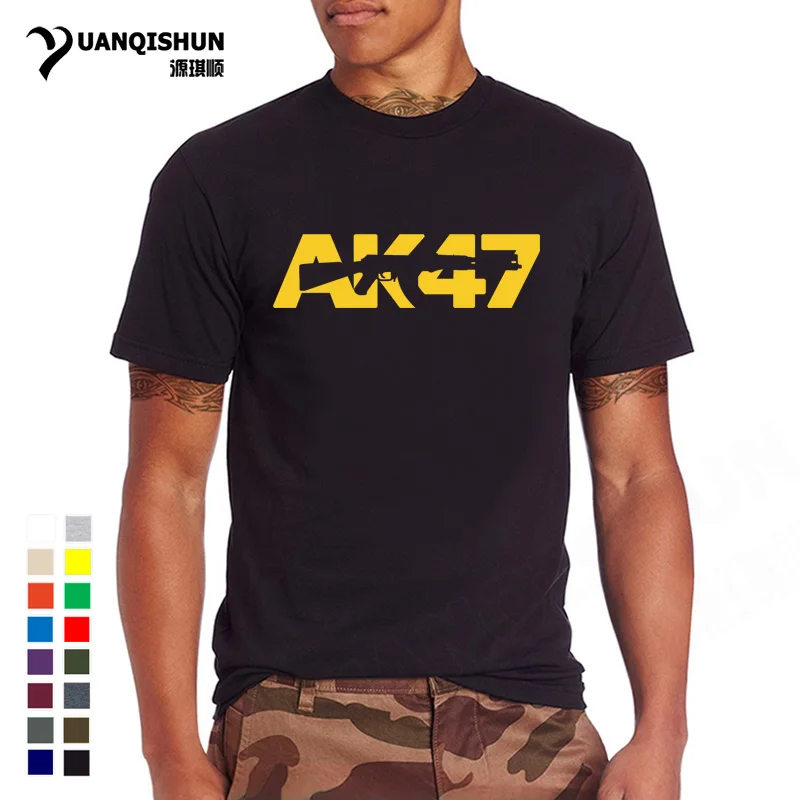 2018 Naujas Mados Vyrams Marškinėliai AK47 Letter Spausdinimo T-shirt Aukštos Kokybės 16 Spalvų, O-kaklo, Medvilnės Marškinėlius AK-47 Viršūnes AK 47 Tees